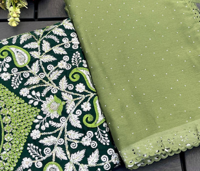 Ethina Fashion Embellished Bollywood Chiffon Saree(Green)