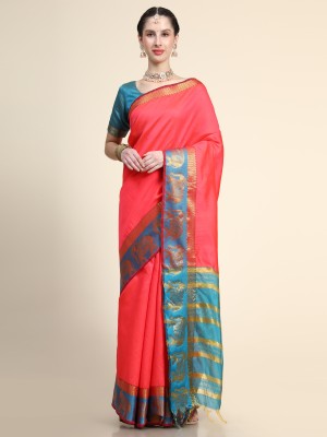 AVANTIKA FASHION Woven Banarasi Art Silk, Cotton Silk Saree(Red)