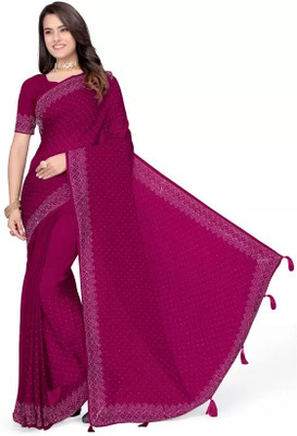 Suali Self Design Bollywood Georgette Saree(Purple)