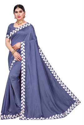 TATHASTU FASHIONS Self Design Bollywood Pure Silk Saree(Grey, White)