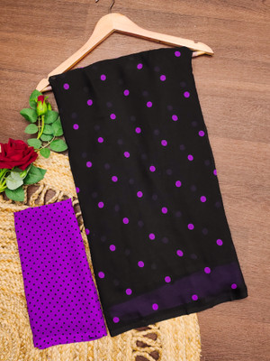 kashvi sarees Polka Print Daily Wear Georgette Saree(Purple, Black)