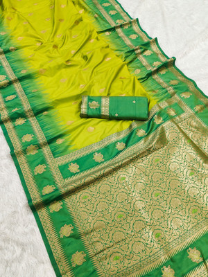 fospy Woven Banarasi Jacquard, Pure Silk Saree(Maroon)