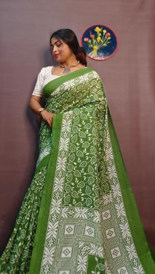 SAPTAK FASHION Woven Handloom Cotton Blend Saree(Green)