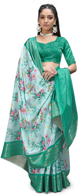 PremVastra Digital Print Kalamkari Crepe Saree(Blue)