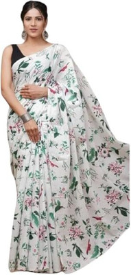 Harsh online Printed, Paisley Daily Wear Pure Cotton Saree(White, Green)