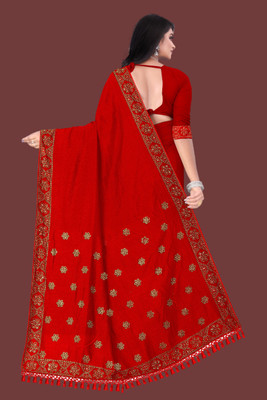nevya creation Self Design Daily Wear Georgette, Chanderi Saree(Red)