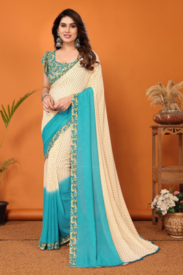 Moda Rapido Floral Print Daily Wear Georgette Saree(Blue)
