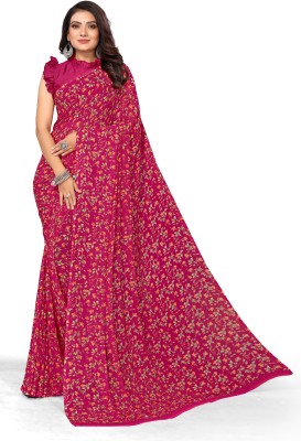 Madhur milan Printed, Floral Print Daily Wear Georgette Saree(Pink)