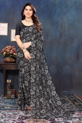 VKARAN Printed Bollywood Georgette Saree(Black)