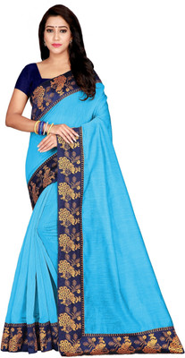 Fashion Day Solid/Plain Bollywood Chanderi Saree(Light Blue)
