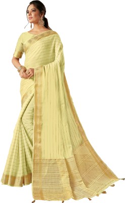Shaily Woven, Self Design Banarasi Silk Blend Saree(Yellow)