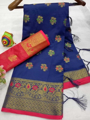 Gajal Woven Kanjivaram Pure Cotton, Cotton Silk Saree(Dark Blue)