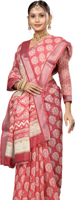 Gajal Printed Kanjivaram Pure Cotton, Cotton Linen Saree(Multicolor)