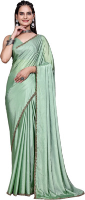 HouseOfCommon Woven Bollywood Jimmy choo, Chiffon Saree(Light Green)