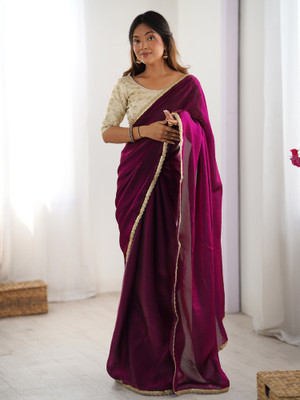 Sareemall Embellished Bollywood Satin Saree(Magenta)