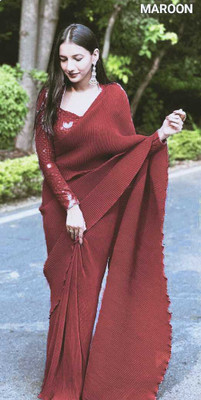 HK TEX Embroidered Berhampuri Georgette Saree(Maroon)