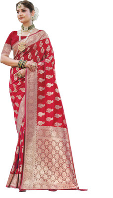 Rajeswari Boutiques Woven Banarasi Pure Silk Saree(Red)