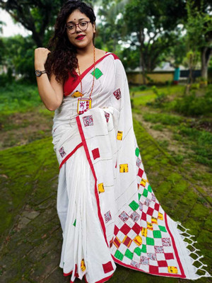 Anjali textile Embellished Tant Pure Cotton Saree(Multicolor)