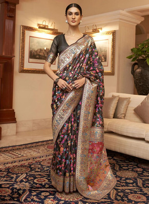 NEZAA EXPORT Woven Kanjivaram Pure Cotton Saree(Multicolor)