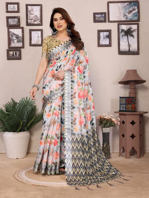 WOVEN STOCK Printed Kanjivaram Pure Silk Saree(Multicolor)