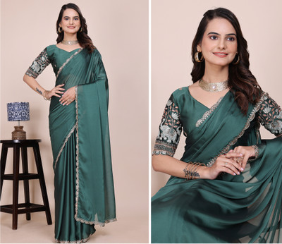 K 5 FASHION Embellished Bollywood Georgette Saree(Green)