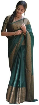 RUCHAA FASHION Woven Banarasi Silk Blend Saree(Dark Green)