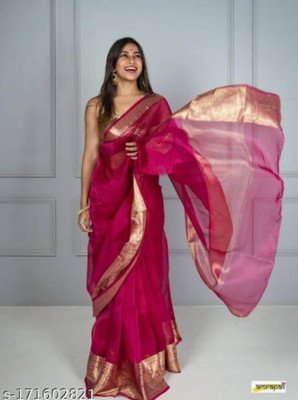 Kavita Creation Self Design Bollywood Tissue Saree(Pink)