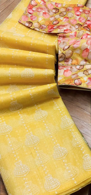 Sachita Printed Chanderi Georgette Saree(Yellow)