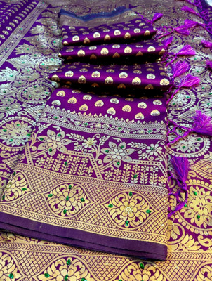 Banaras silk palace Woven Banarasi Art Silk Saree(Purple)