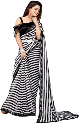 NESHVI ENTERPRISE Striped Bollywood Georgette Saree(Black)