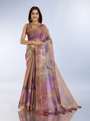 nenu fashion Geometric Print, Printed Bollywood Silk Blend Saree(Multicolor)
