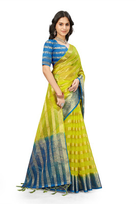Aarunika MT Woven Bollywood Organza Saree(Yellow)