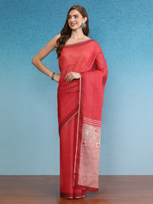 Divastri Digital Print Banarasi Cotton Silk Saree(Red)