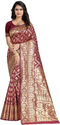 DHAYNAAND REEWA FASHION Woven Banarasi Jacquard Saree(Maroon)