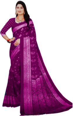 Nahsoril Geometric Print Bandhani Art Silk Saree(Dark Blue)