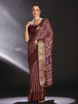 Anouk Rustic Printed Chinnalapattu Art Silk Saree(Maroon)