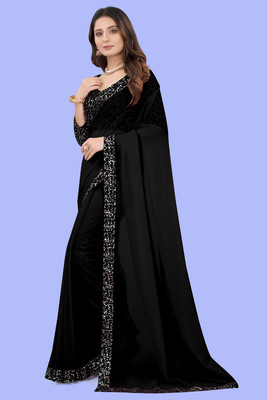 Jay Meldi Fashion Hub Self Design Bollywood Georgette Saree(Black)