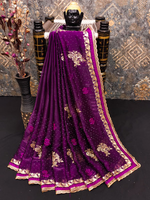 SHUBHDRASHTI NX Embroidered Bollywood Jimmy choo Saree(Purple)