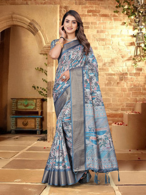 Tejal Creation Digital Print Bollywood Cotton Silk Saree(Multicolor)