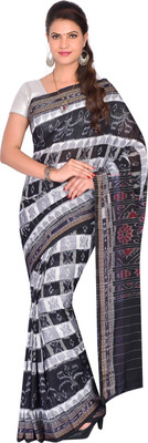 handloom paridhaan Printed, Self Design Bollywood Pure Cotton Saree(Black)
