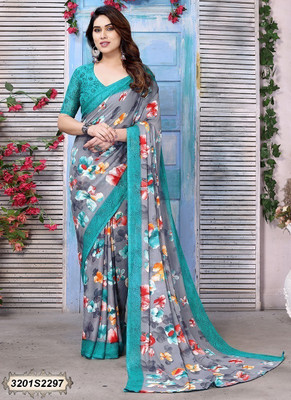 KISSAH Printed Daily Wear Georgette Saree(Multicolor)