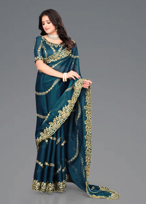 AVIRAT DESIGNER STUDIO Embroidered Bollywood Georgette Saree(Dark Blue)