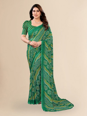 Moda Rapido Self Design Daily Wear Georgette Saree(Green)