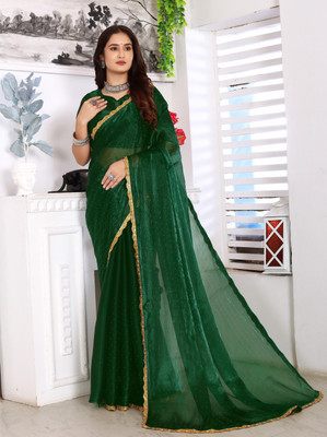 zili Self Design Bollywood Silk Blend Saree(Green)