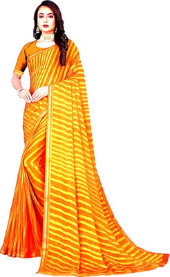 VIVEKSAREES Printed Bandhani Chiffon Saree(Mustard)