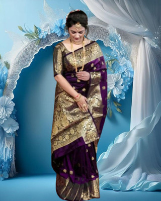 JAYAMENTERPRISE Embroidered, Self Design Bollywood Jacquard Saree(Brown)