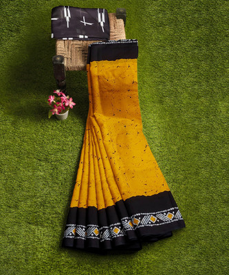 LOVWEAR Printed Daily Wear Pure Cotton Saree(Black)
