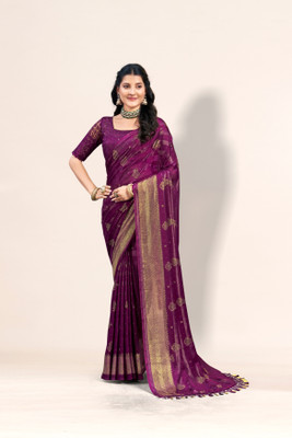 SHILPKALA Embellished Bollywood Chiffon Saree(Magenta)