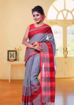 Aishani tant saree ghar Self Design Handloom Cotton Silk Saree(Yellow)
