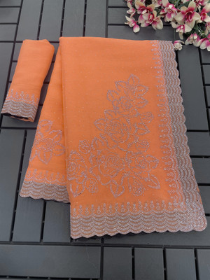 SHUBHDRASHTI NX Embellished Bollywood Organza Saree(Orange)